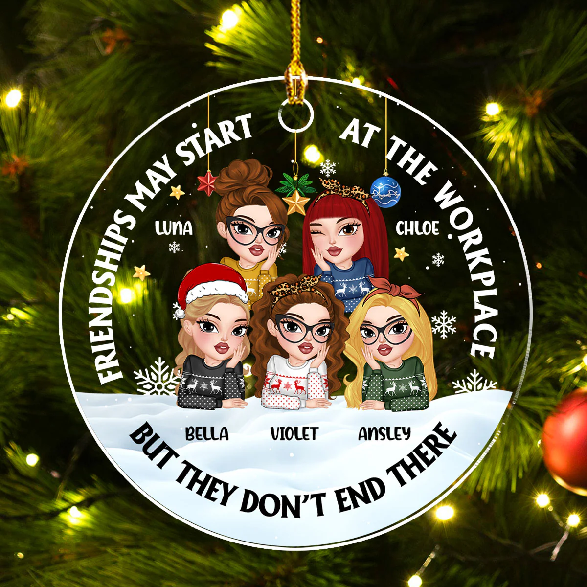 Friendships May Start At The Workplace - Personalized Custom Acrylic Ornament - Image 4