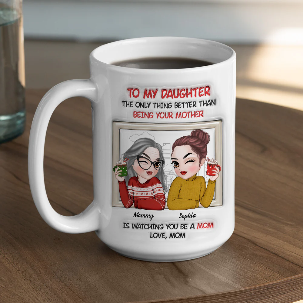 From Daughter To Amazing Mom -  Personalized Custom 3D Inflated Effect Mug - Image 5