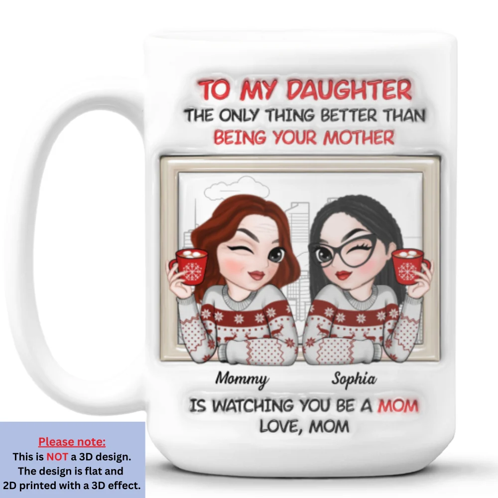 From Daughter To Amazing Mom -  Personalized Custom 3D Inflated Effect Mug - Image 8