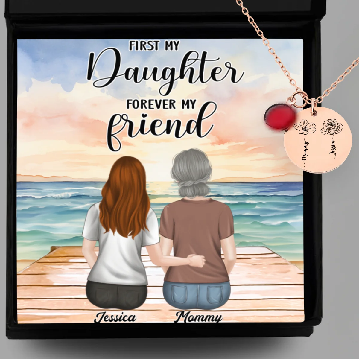 From Daughter To Forever Friend - Personalized Custom Birthstone Necklace With Message Card - Image 10