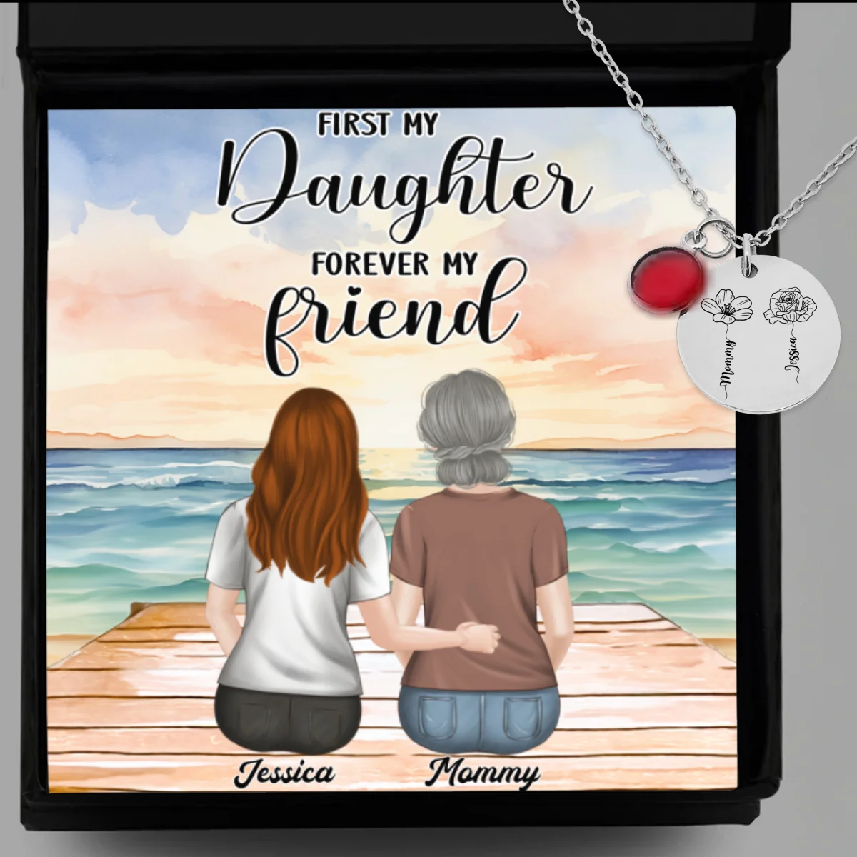 From Daughter To Forever Friend - Personalized Custom Birthstone Necklace With Message Card - Image 8