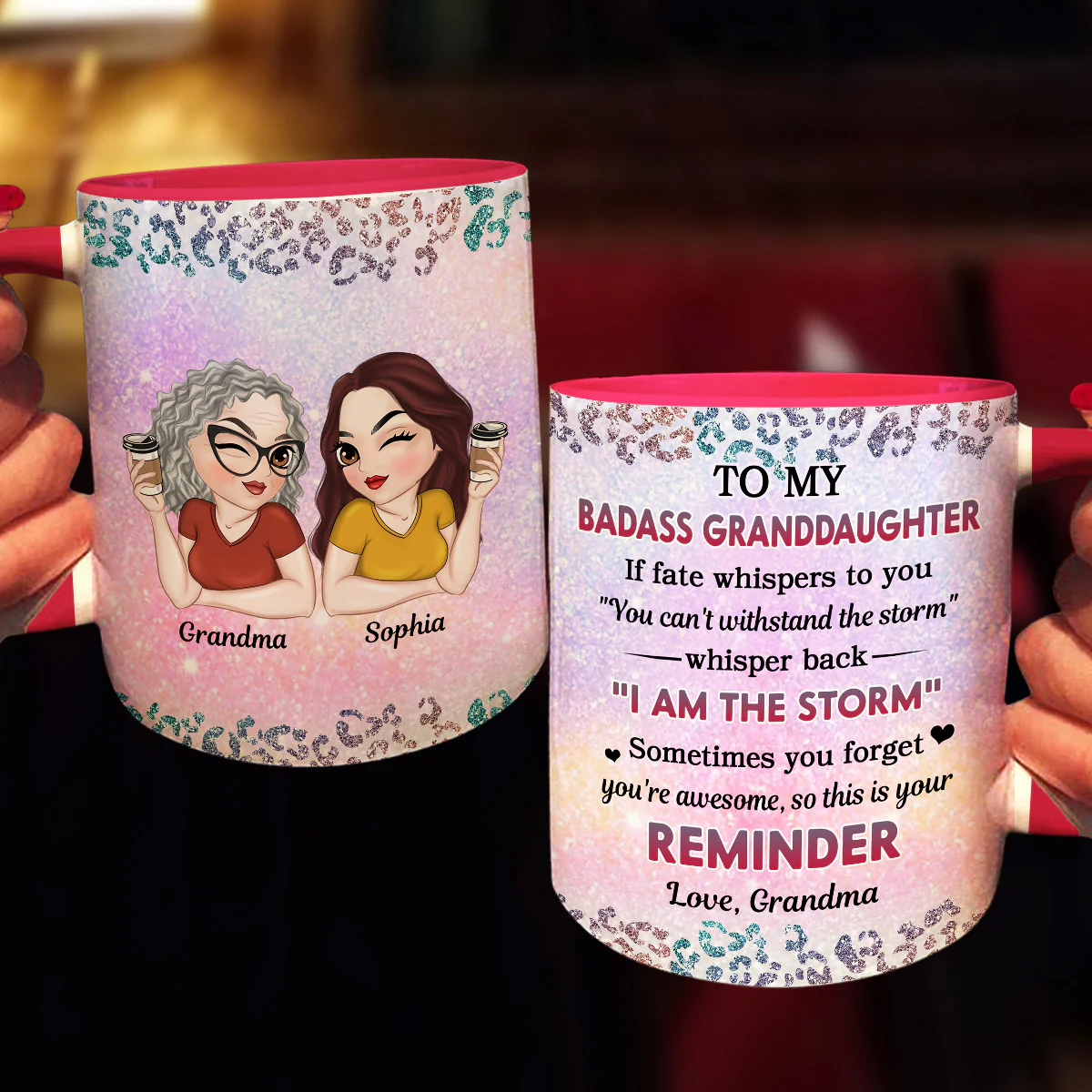 From Mom To Badass Daughter - Personalized Custom Accent Mug - Image 3