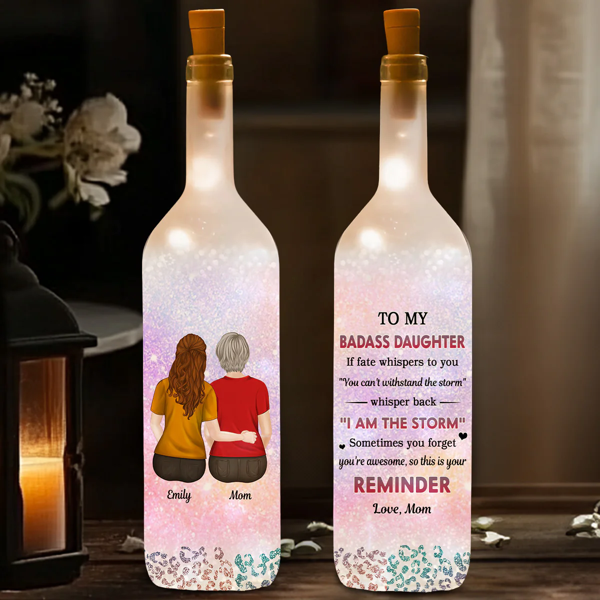 From Mom To Badass Daughter - Personalized Custom Bottle Lamp - Image 2