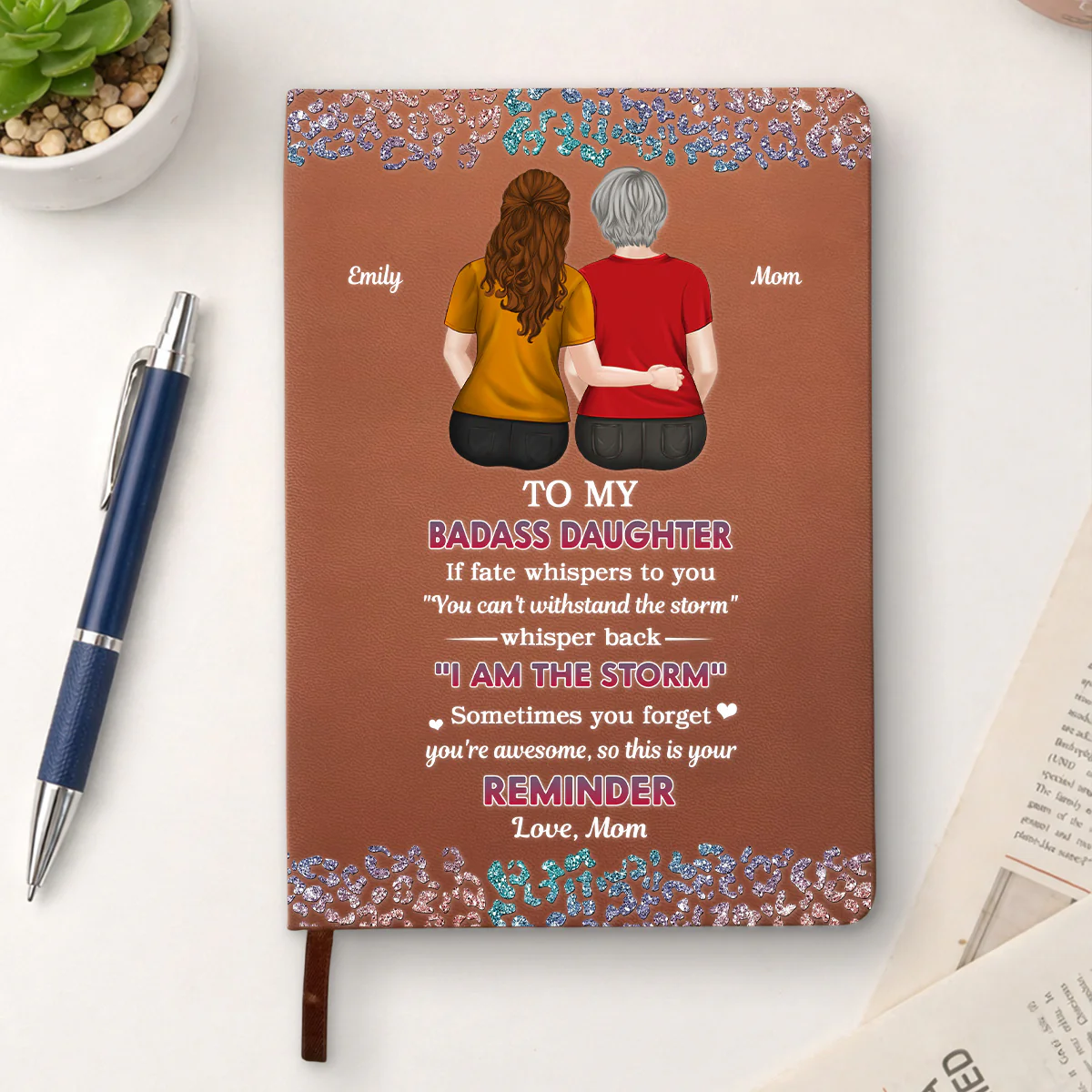 From Mom To Badass Daughter - Personalized Custom Leather Journal - Image 3