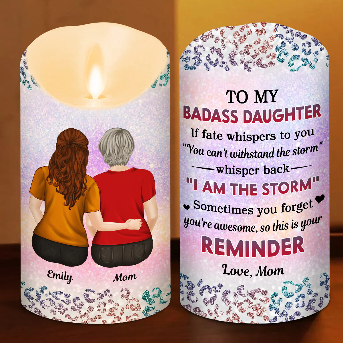 From Mom To Badass Daughter - Personalized Custom LED Candle - Image 2