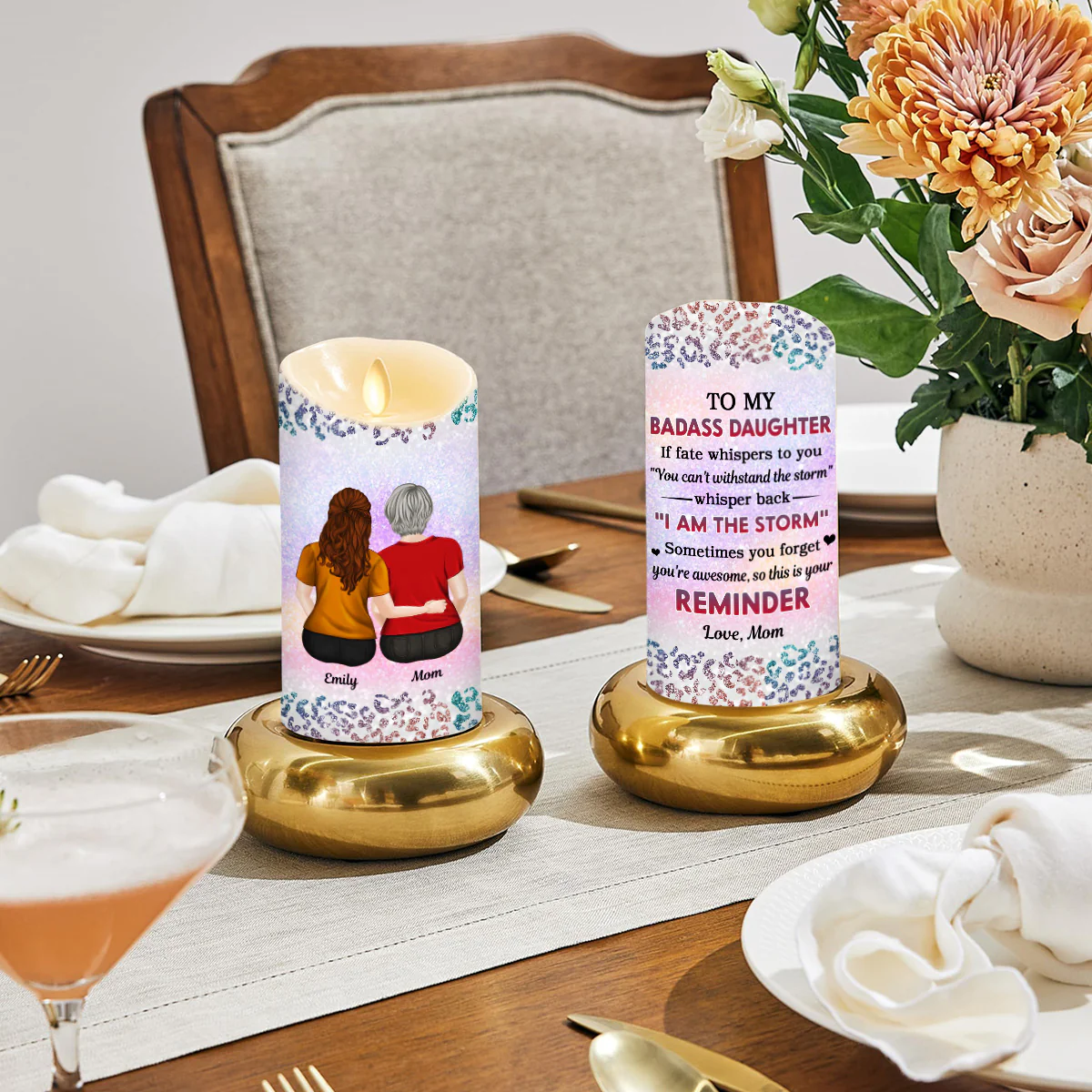 From Mom To Badass Daughter - Personalized Custom LED Candle - Image 3