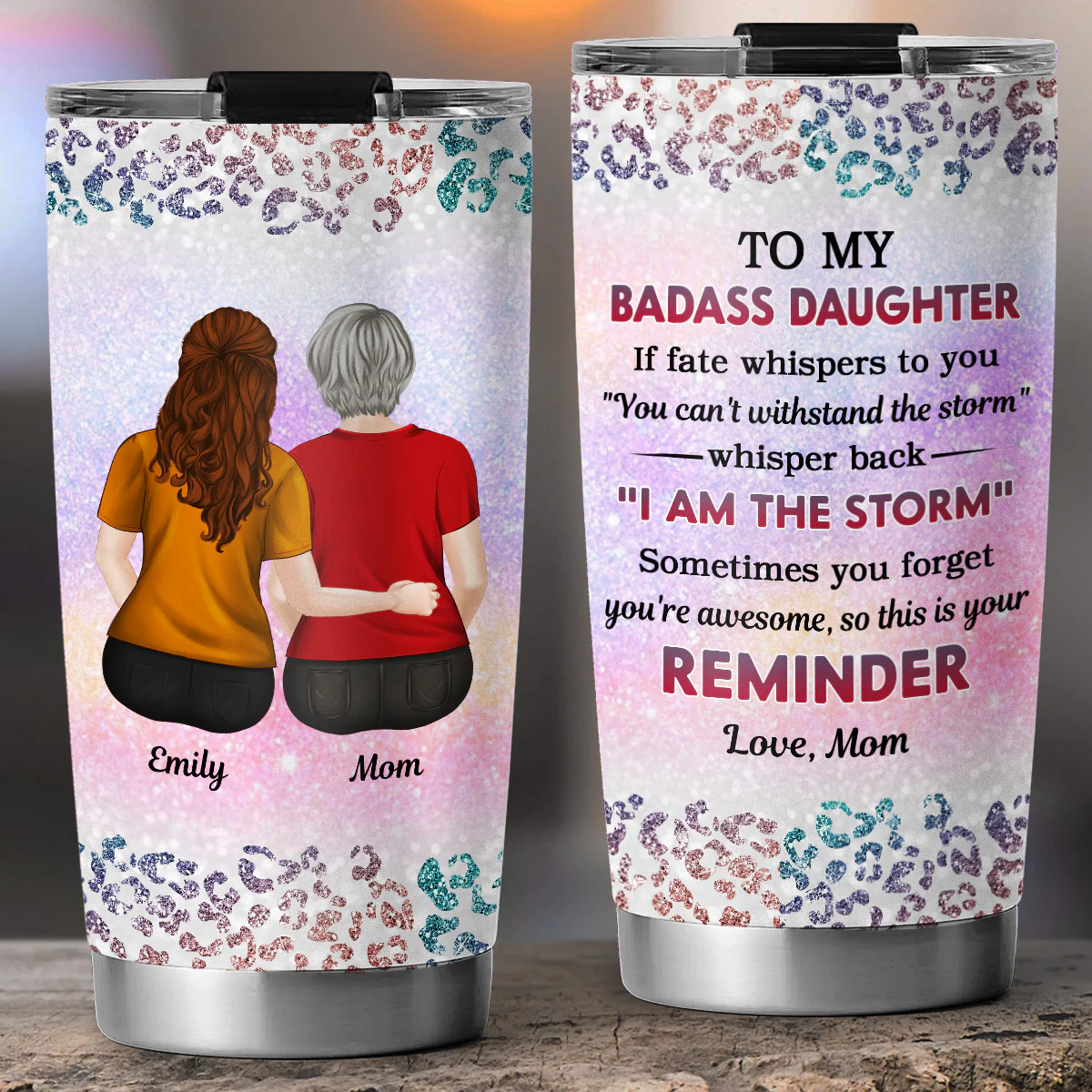 From Mom To Badass Daughter - Personalized Custom Tumbler - Image 2