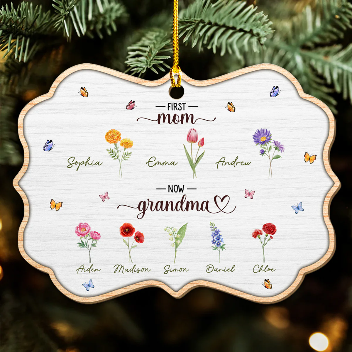 From Mom To Grandma - Personalized Custom Wood Ornament - Image 3