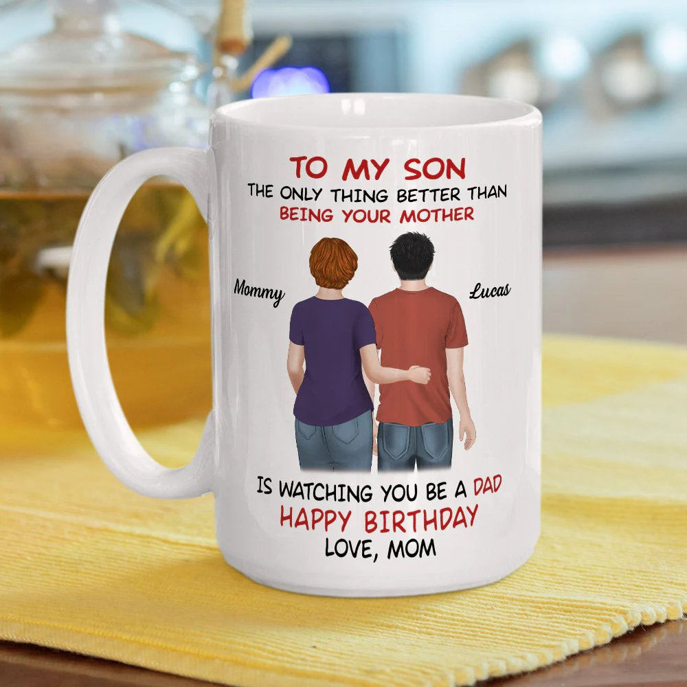 From Mom To Son Happy Fathers Day - Personalized Custom Coffee Mug - Image 2