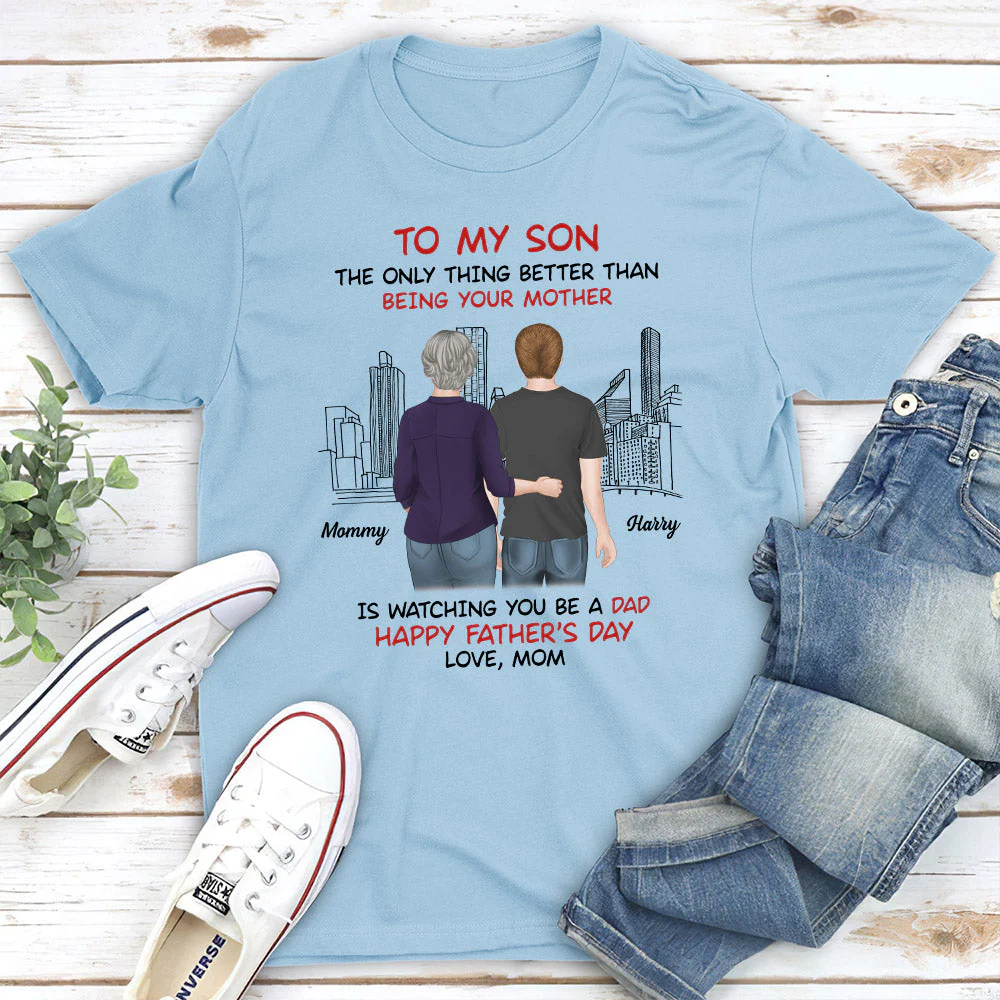 From Mom To Son Happy Fathers Day - Personalized Custom Shirt - Image 2