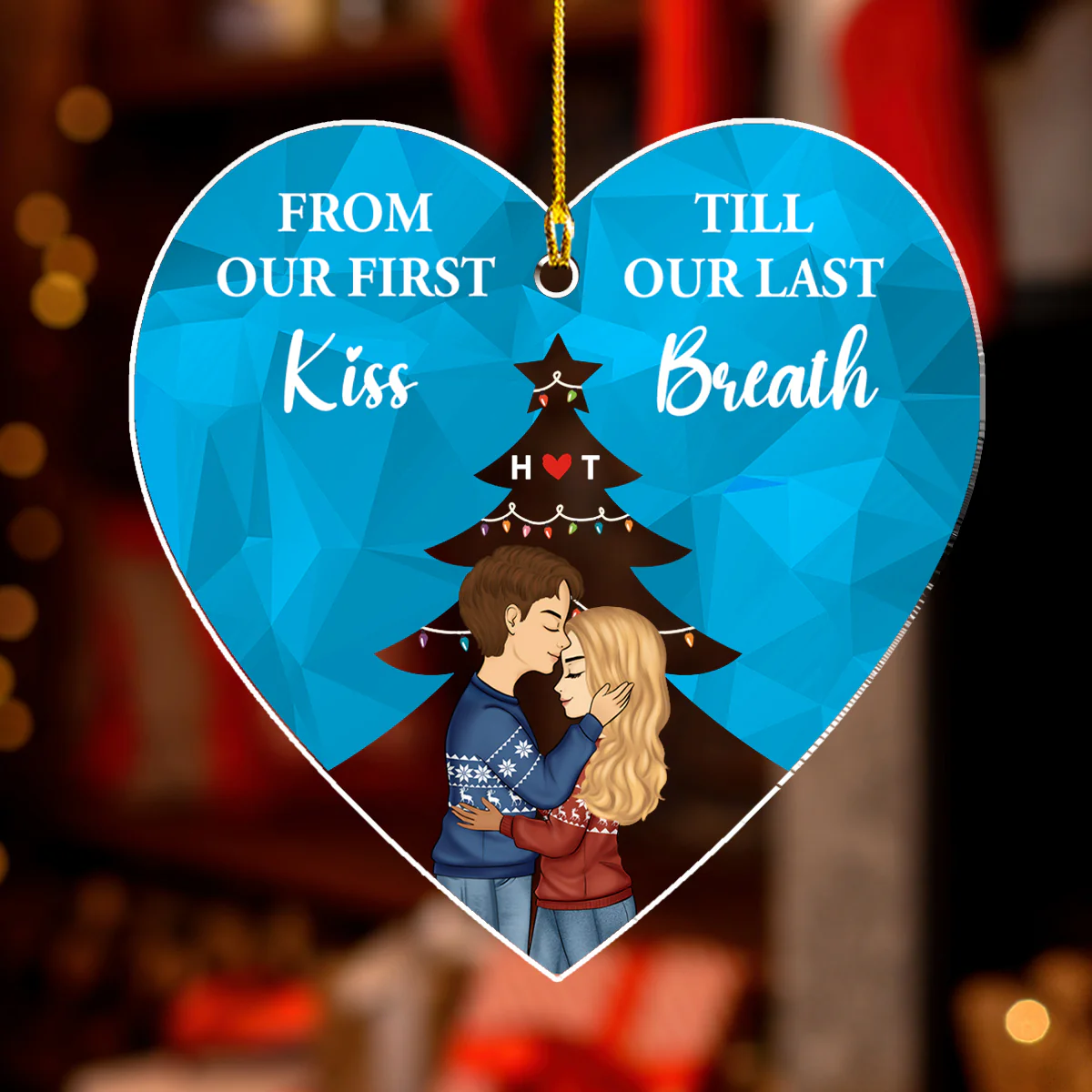 From Our First Kiss Christmas - Personalized Custom Acrylic Ornament - Image 4