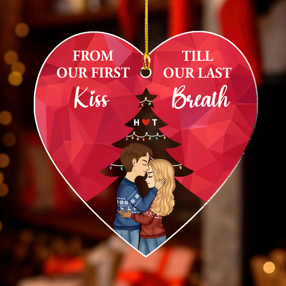 From Our First Kiss Christmas - Personalized Custom Acrylic Ornament - Image 5