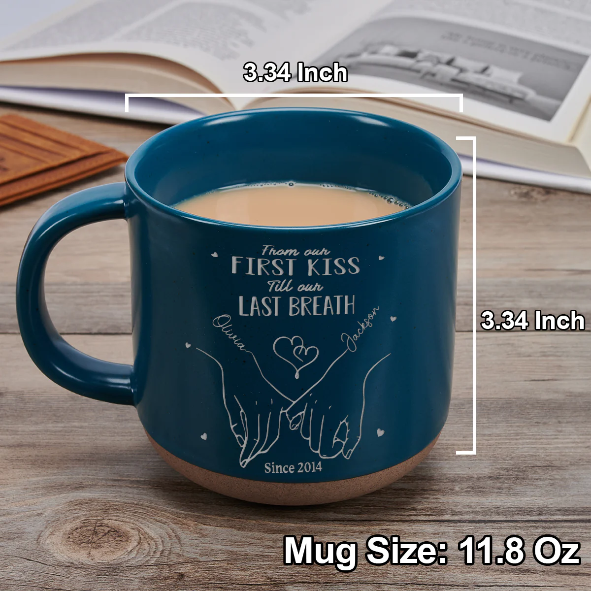 From Our First Kiss - Personalized Custom Engraved Pottery Mug - Image 5