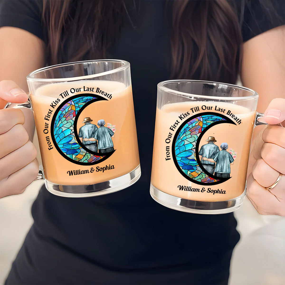 From Our First Kiss - Personalized Custom Glass Mug - Image 2