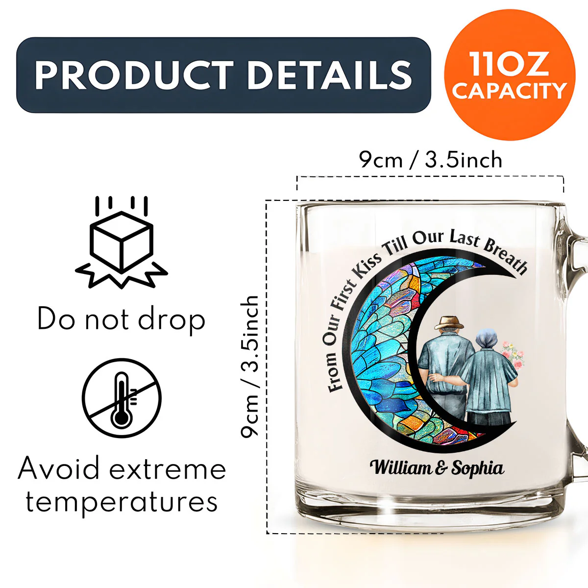 From Our First Kiss - Personalized Custom Glass Mug - Image 5
