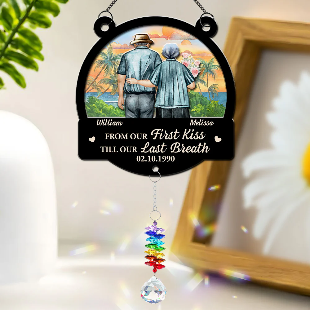 From Our First Kiss - Personalized Custom Suncatcher With Crystal Rainbow Charm - Image 2