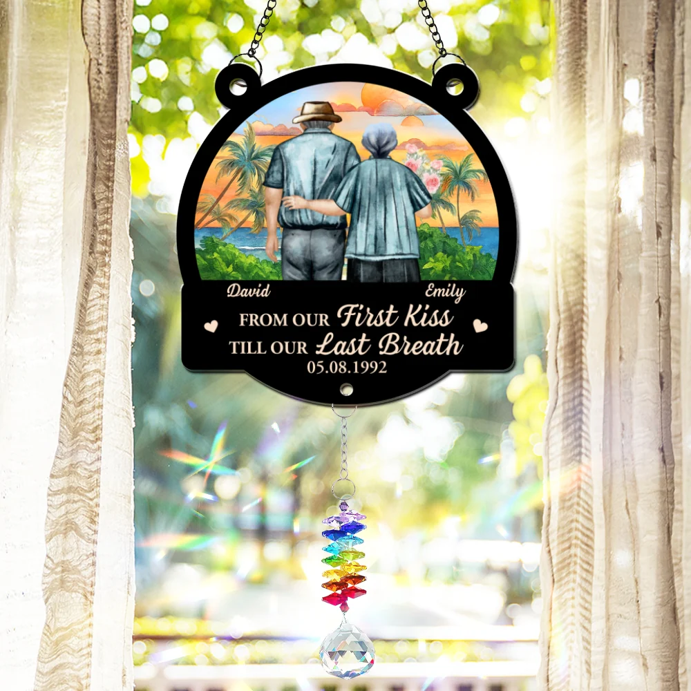 From Our First Kiss - Personalized Custom Suncatcher With Crystal Rainbow Charm - Image 7
