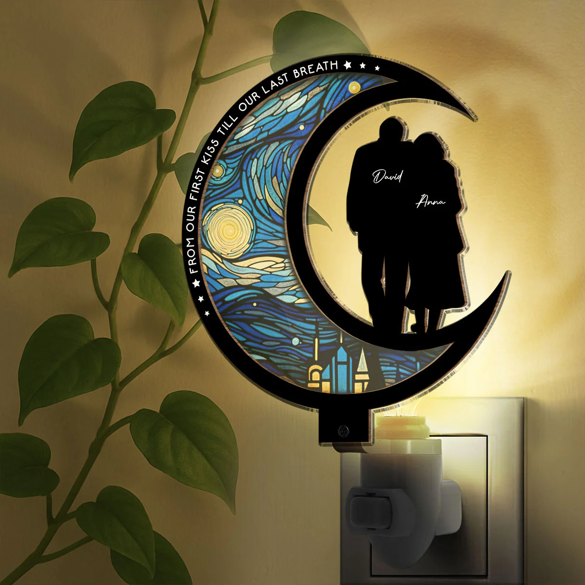 From Our First Kiss - Personalized Custom Wood And Acrylic Night Light - Image 2