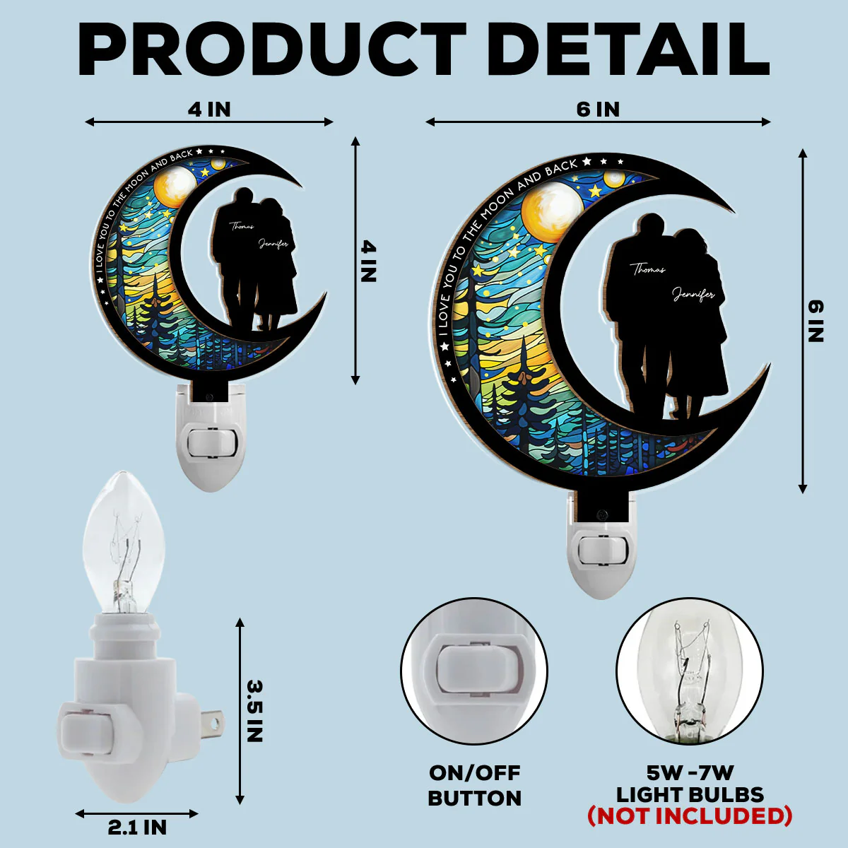 From Our First Kiss - Personalized Custom Wood And Acrylic Night Light - Image 5