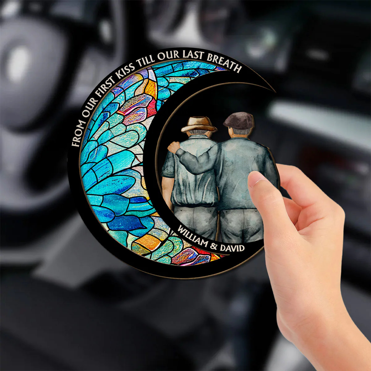 From Our First Kiss Till Our Last Breath - Personalized Custom Car Visor Clip - Image 3