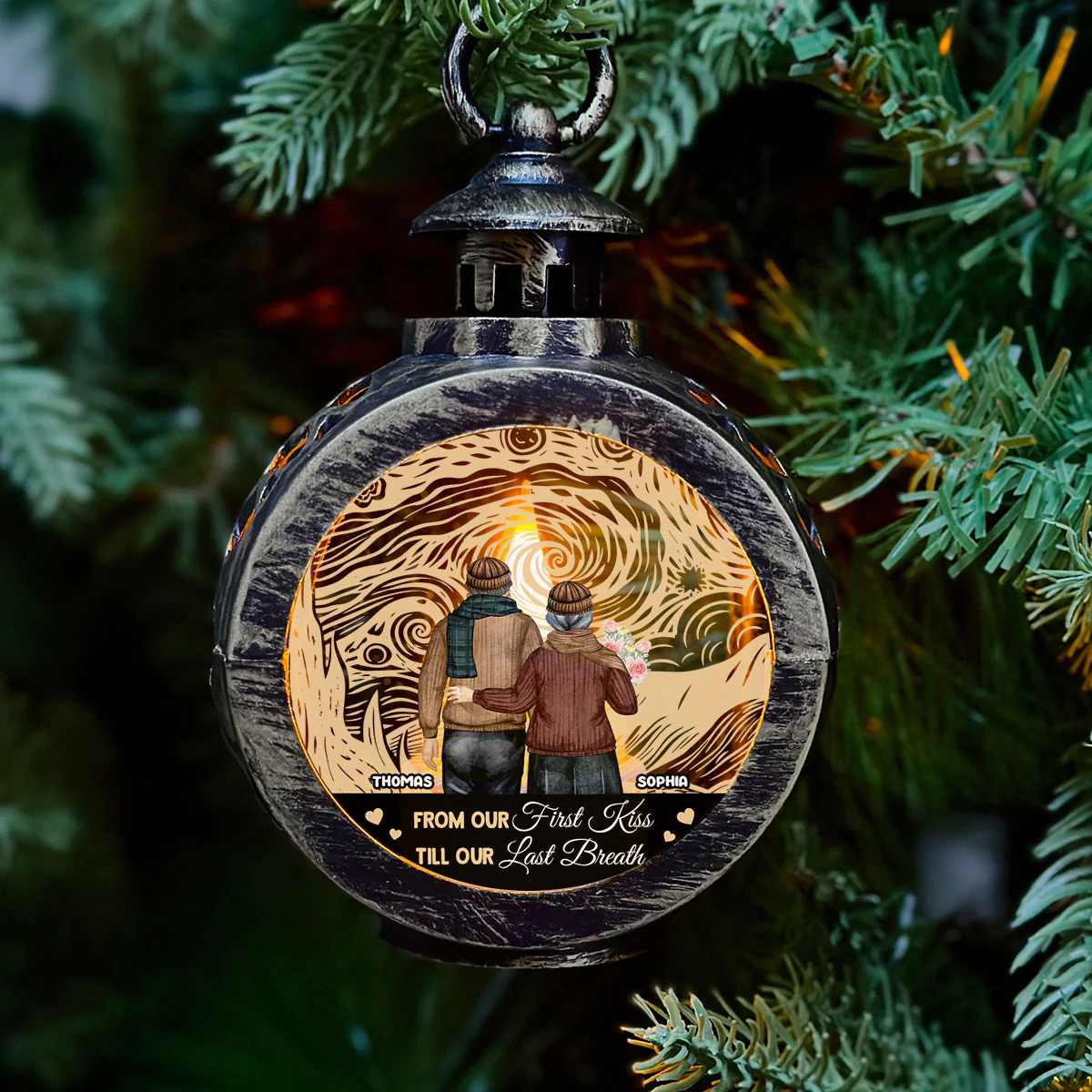 From Our First Kiss Till Our Last Breath - Personalized Custom Christmas Lantern - Image 2