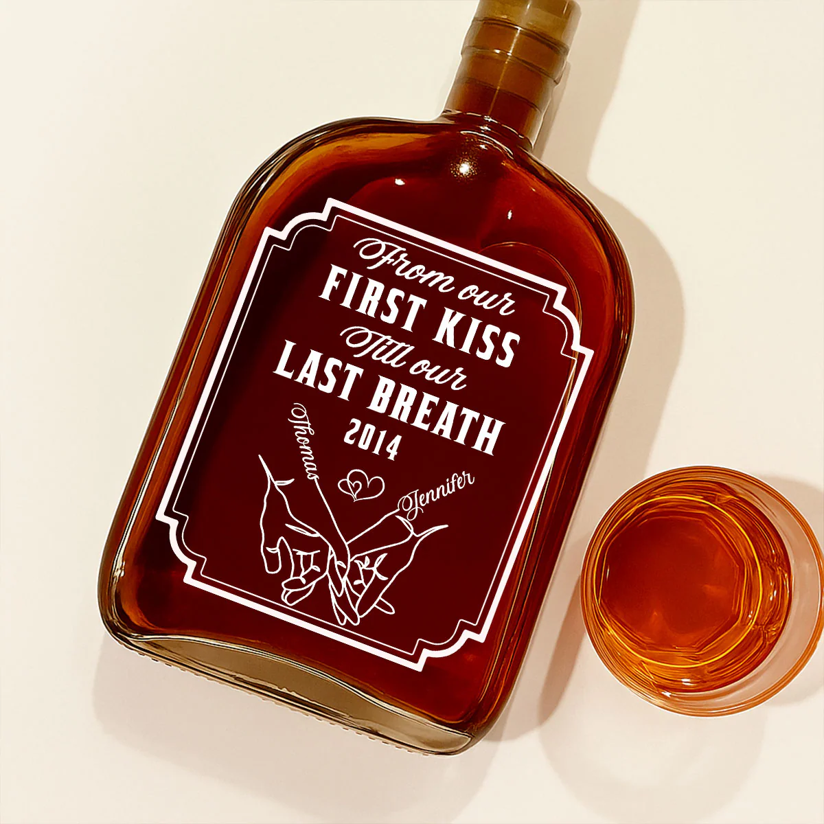 From Our First Kiss Till Our Last Breath - Personalized Custom Spirits Decanter - Image 2