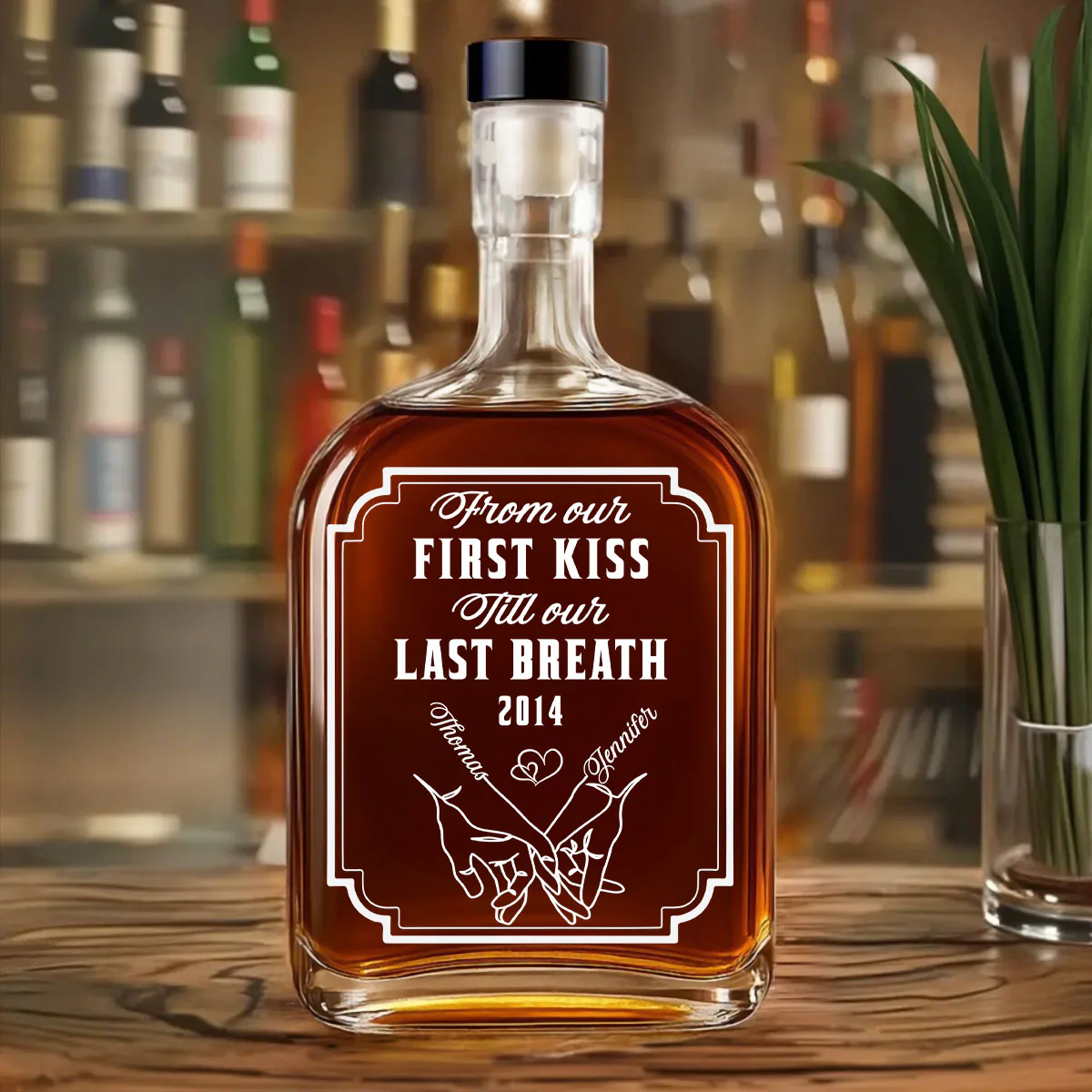 From Our First Kiss Till Our Last Breath - Personalized Custom Spirits Decanter - Image 3