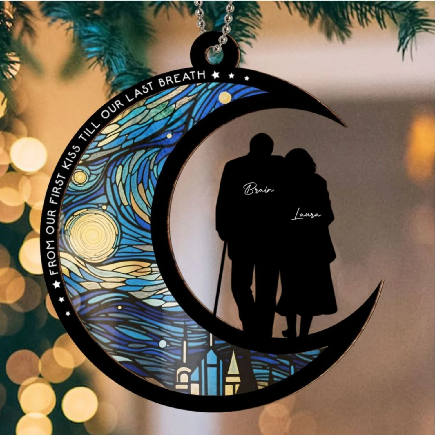 From Our First Kiss Till Our Last Breath - Personalized Custom Suncatcher Ornament - Image 6