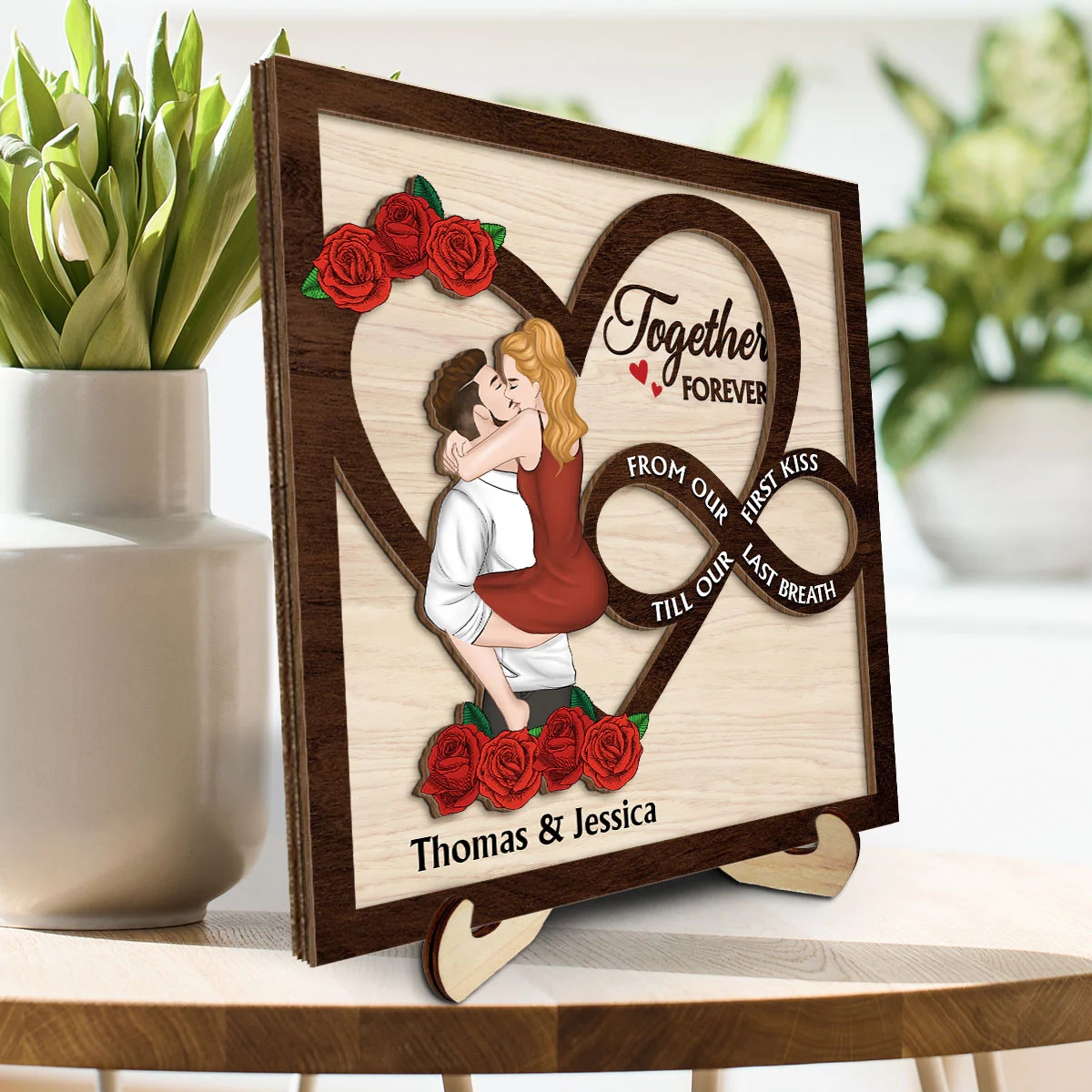 From Our First Kiss Till Our Last Breath - Personalized Custom Wooden Plaque - Image 2