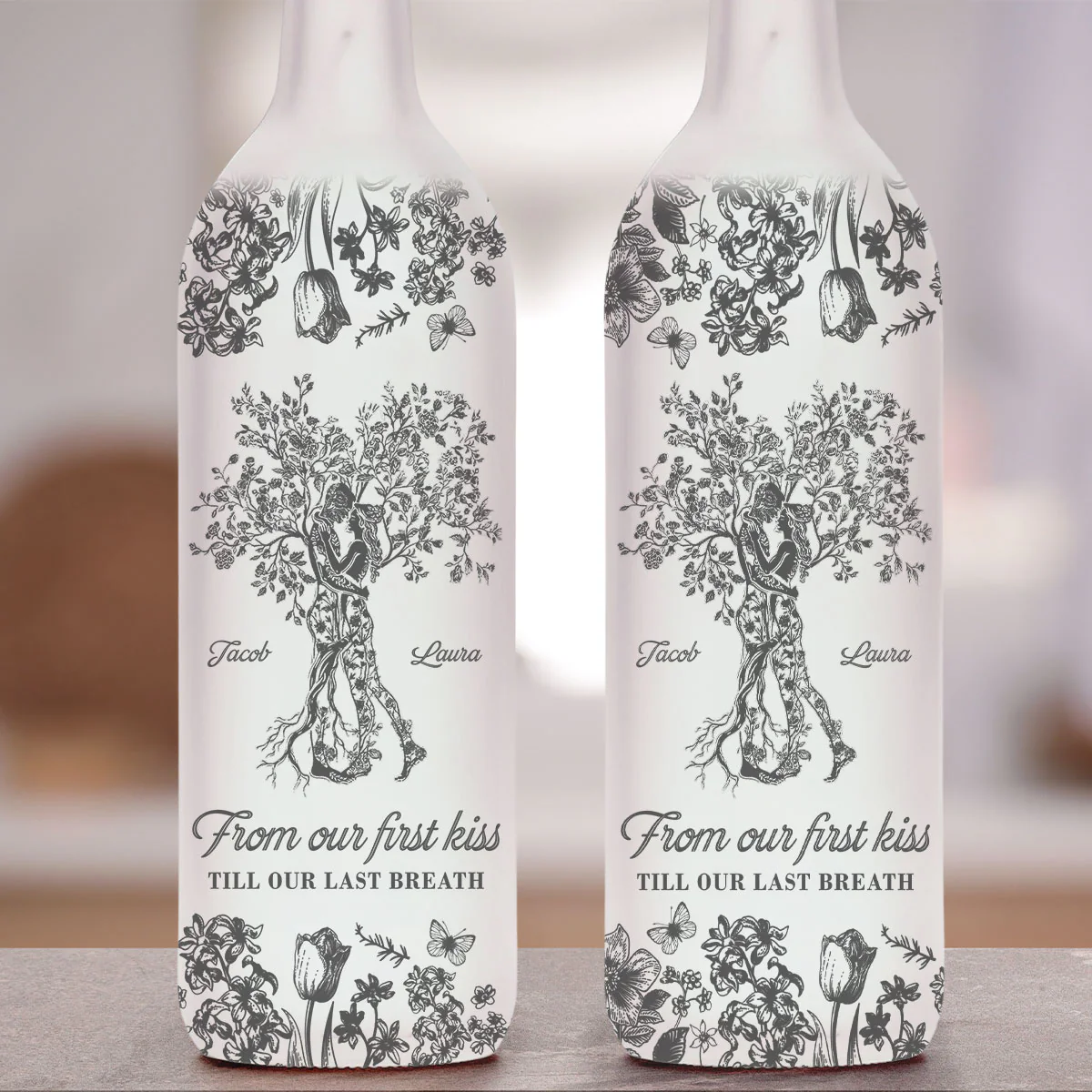 From Our First Kiss Till Our Last Breath Tree Of Love - Personalized Custom Bottle Lamp - Image 4