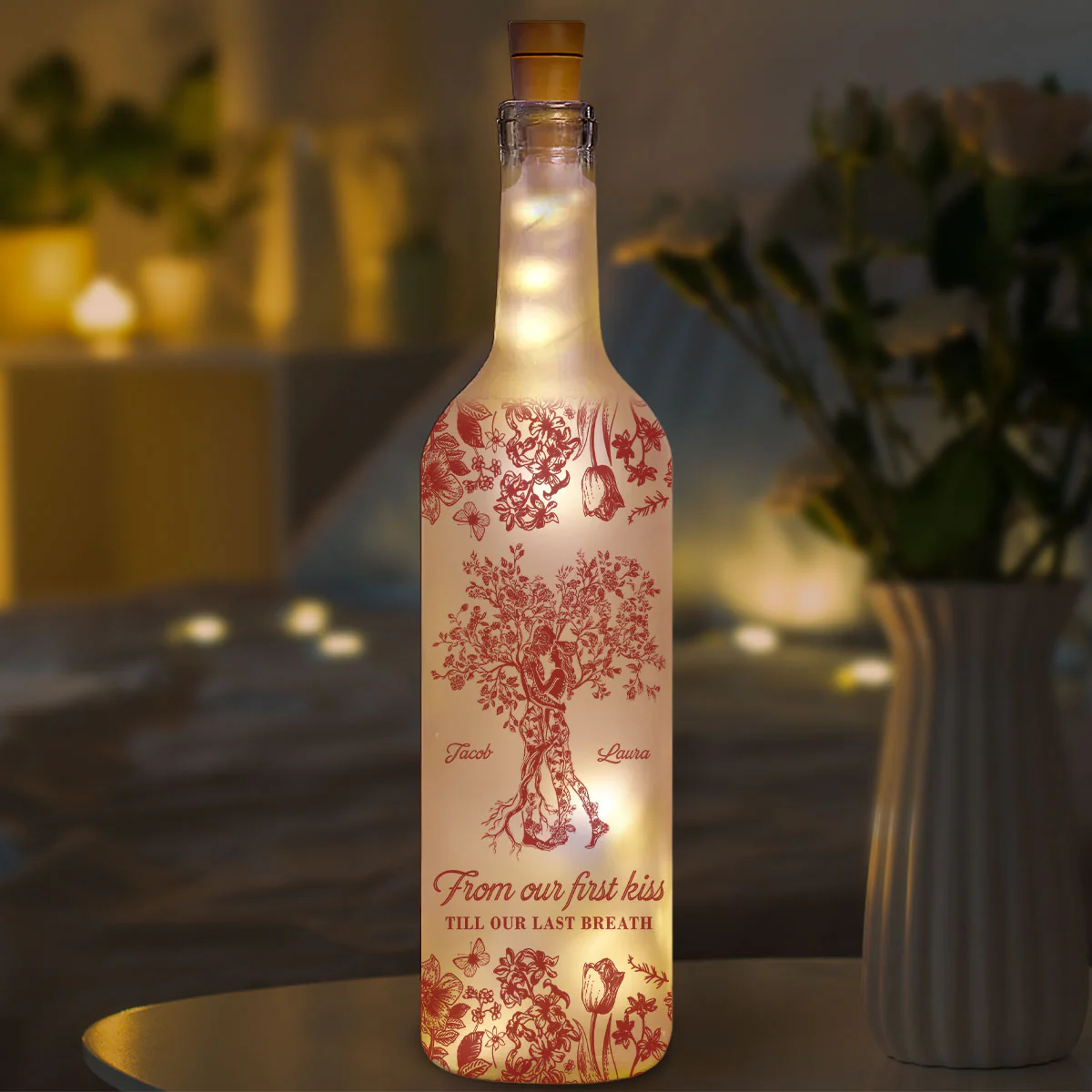 From Our First Kiss Till Our Last Breath Tree Of Love - Personalized Custom Bottle Lamp - Image 5