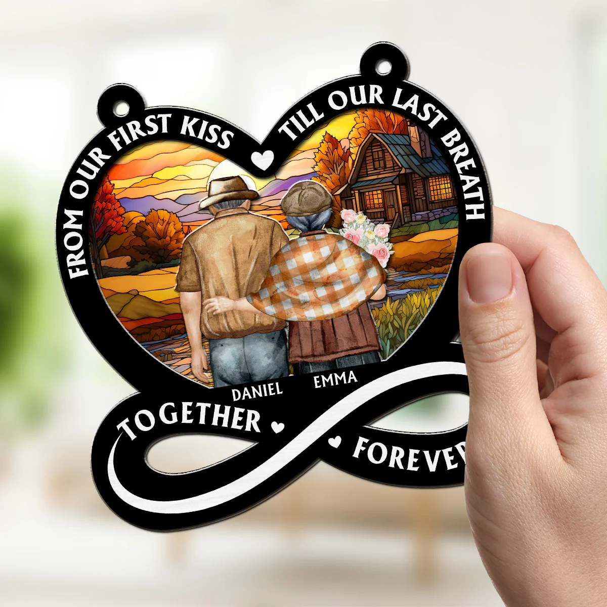 From Our First Kiss Till Our Last Breath Ver 2 - Personalized Custom Suncatcher - Image 2