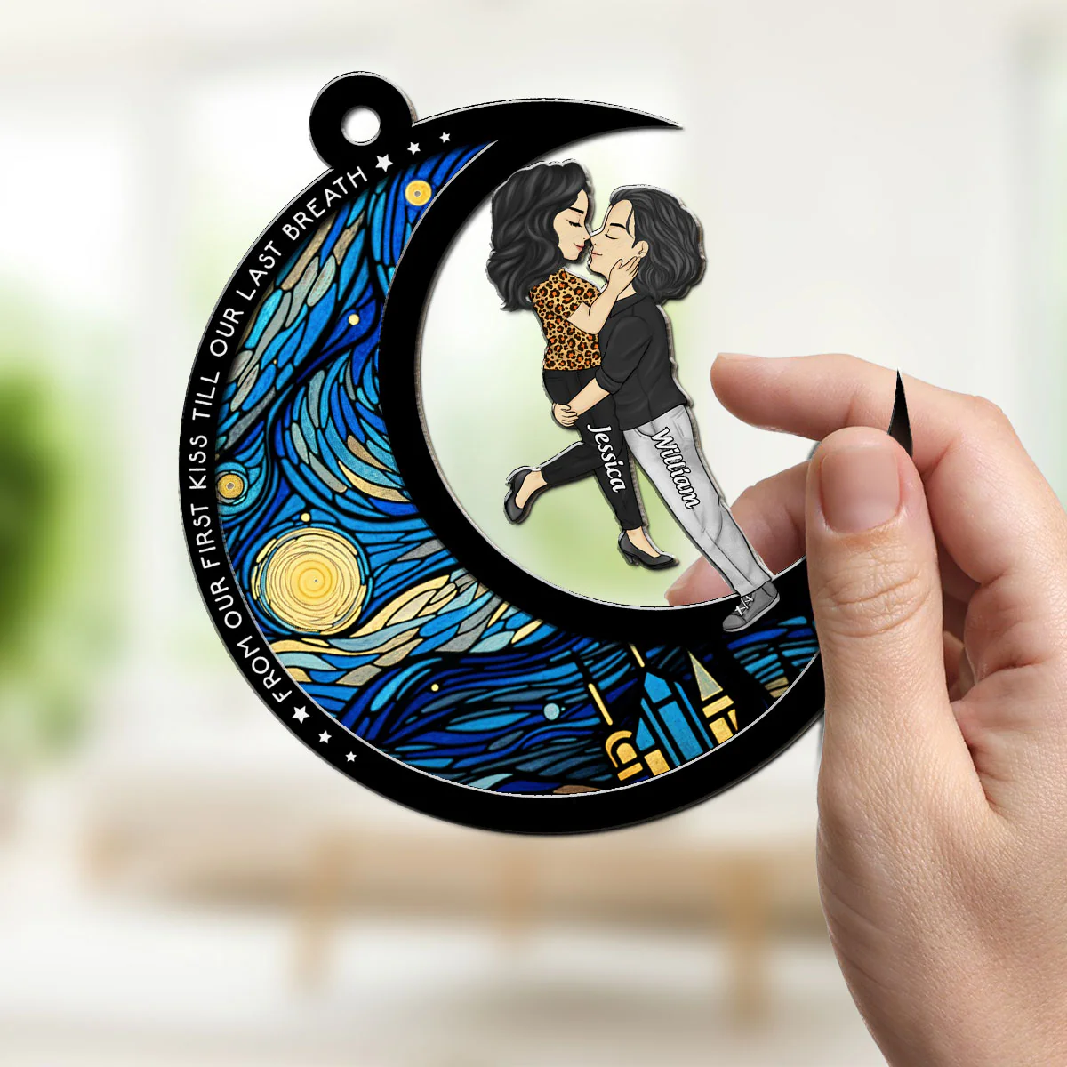 From Our First Kiss Till Our Last Breath Version 2 - Personalized Custom Suncatcher - Image 2