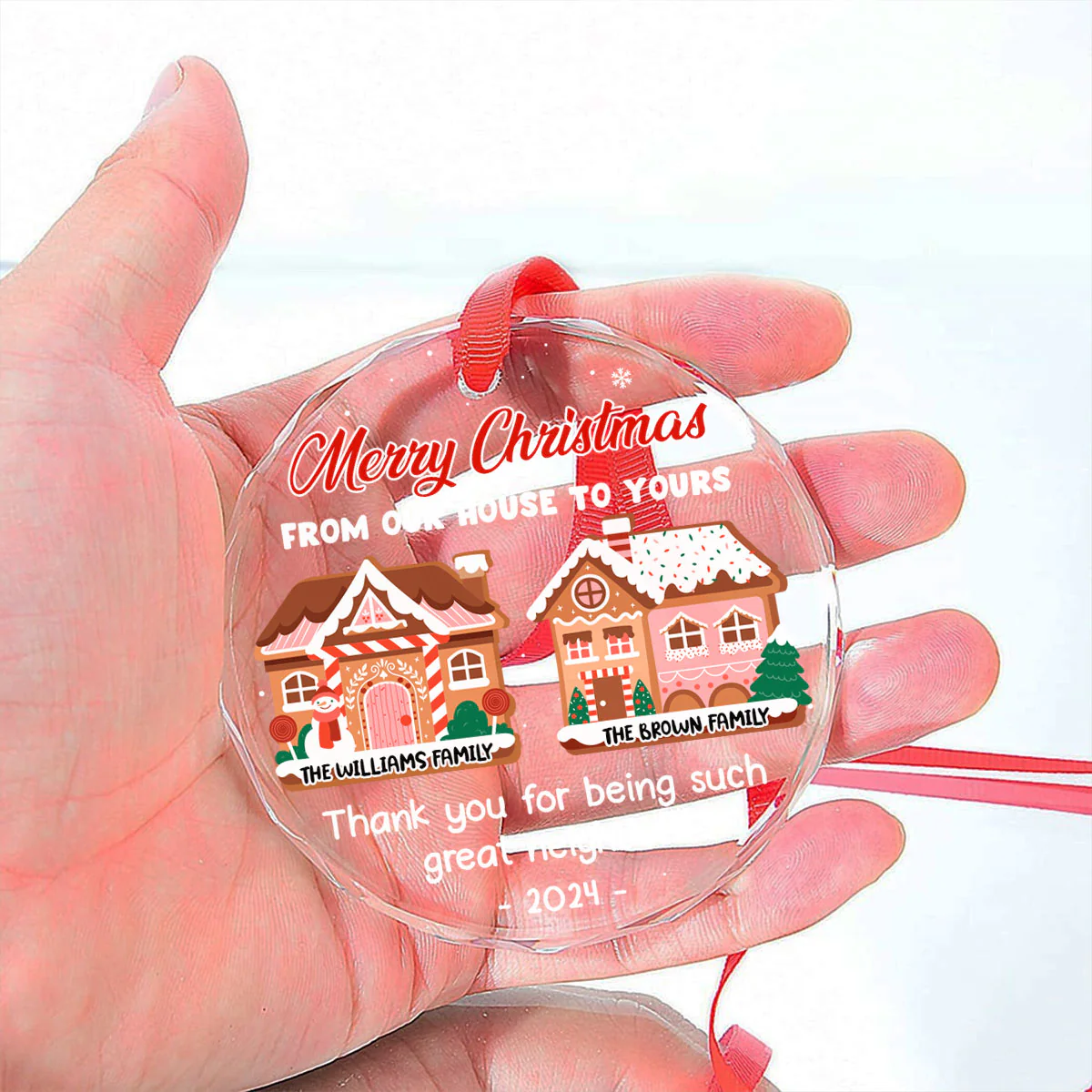 From Our House To Yours - Personalized Custom Glass Ornament - Image 4