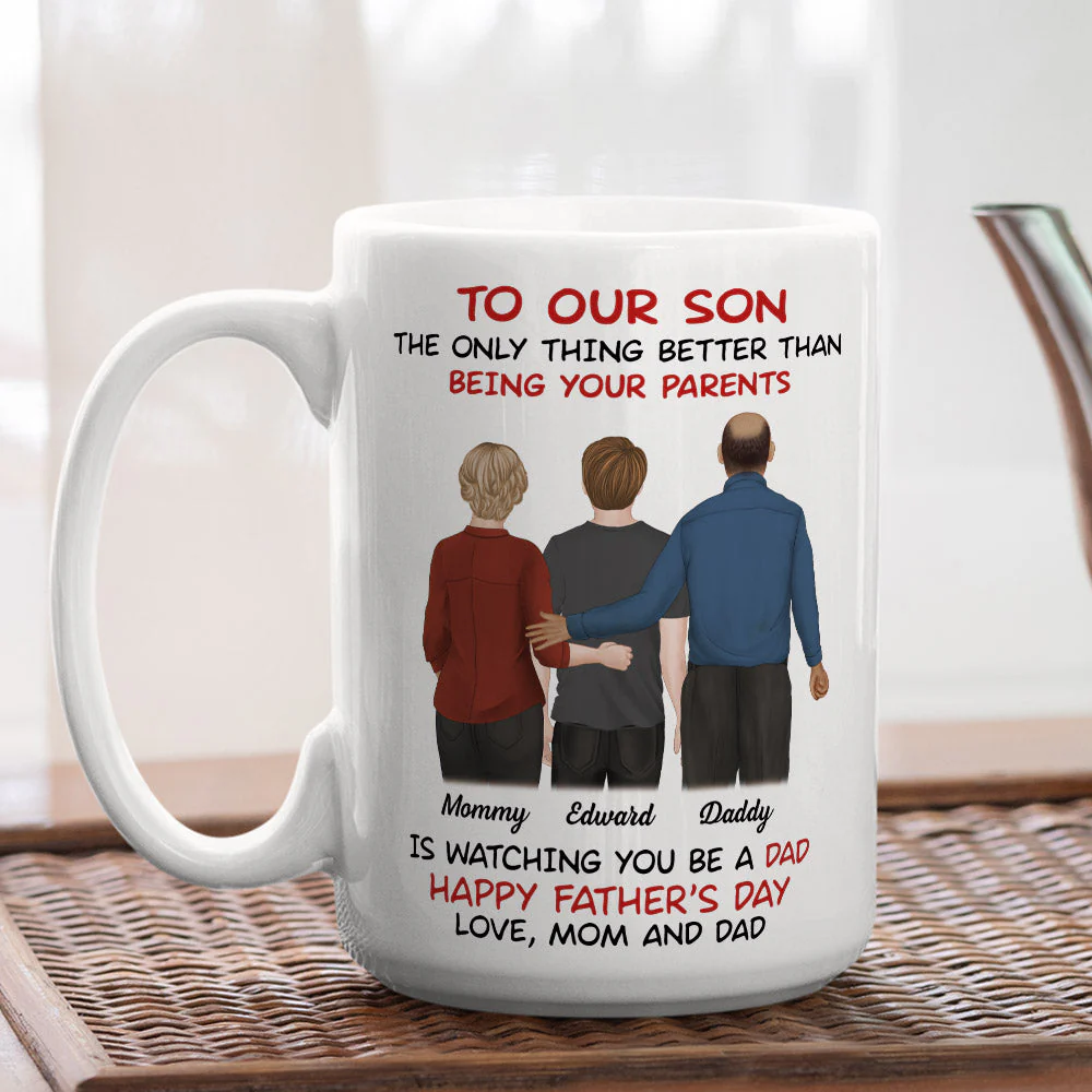 From Parents To Son Happy Fathers Day  - Personalized Custom Coffee Mug - Image 2