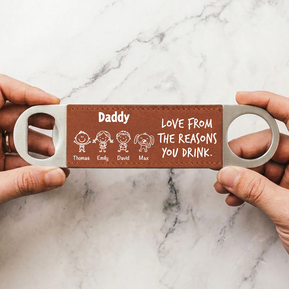 From The Reasons Your Drink - Personalized Custom Leather Bottle Opener - Image 2