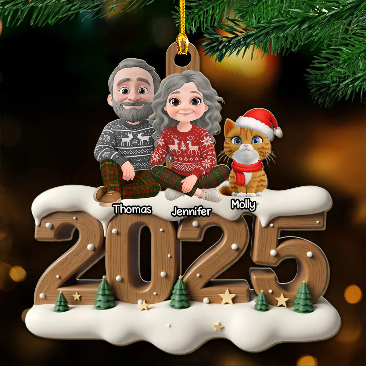 From This Year Cat Ver - Personalized Custom 3D Effect Wood Ornament - Image 2