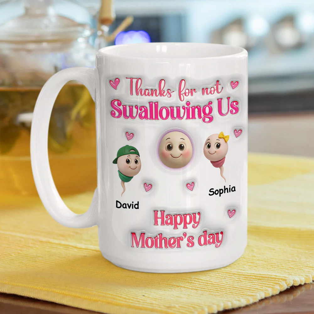 From Us To Mom - Personalized Custom 3D Inflated Effect Mug - Image 5