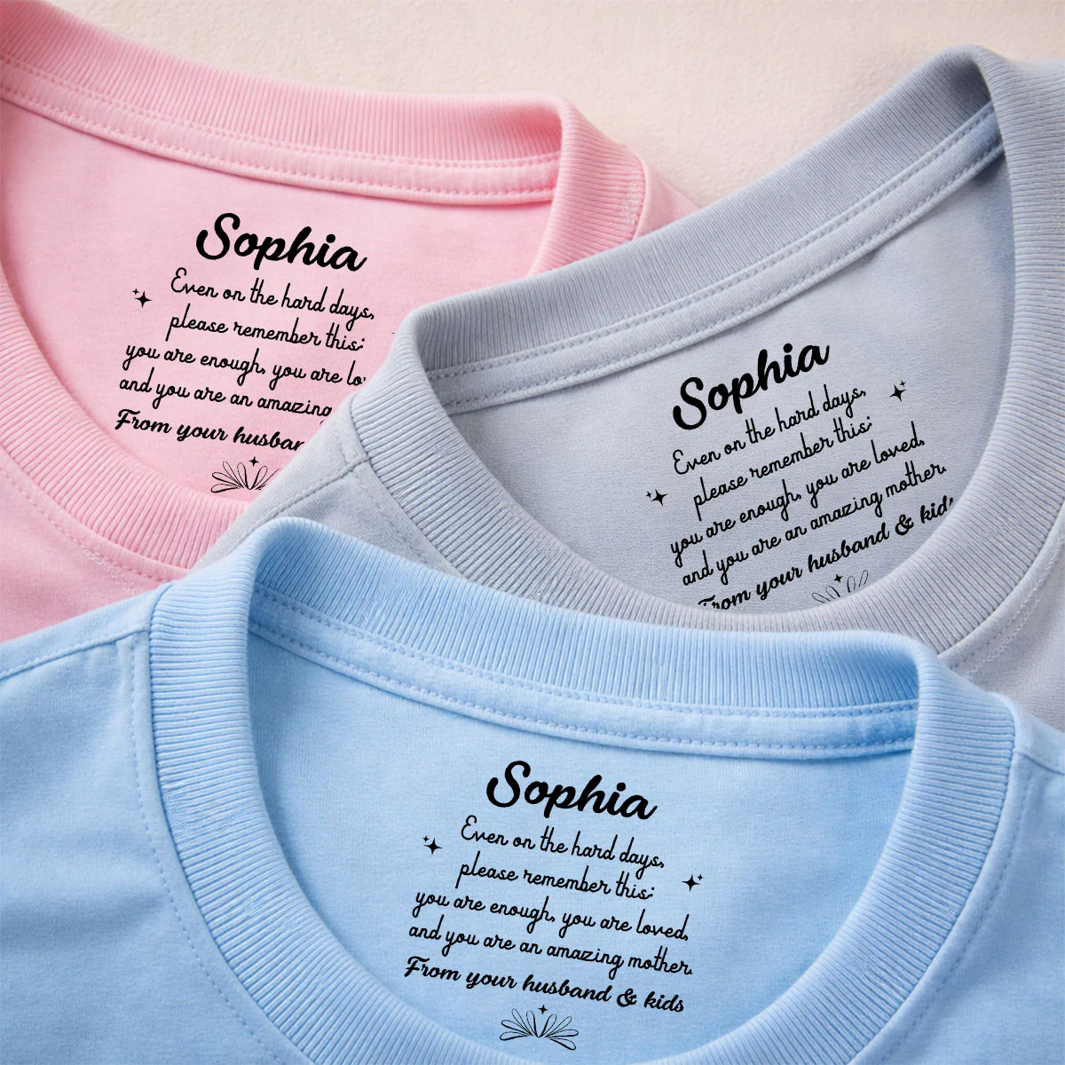 From Your Husband And Kid - Personalized Custom Inside Neck Print T-Shirt - Image 4