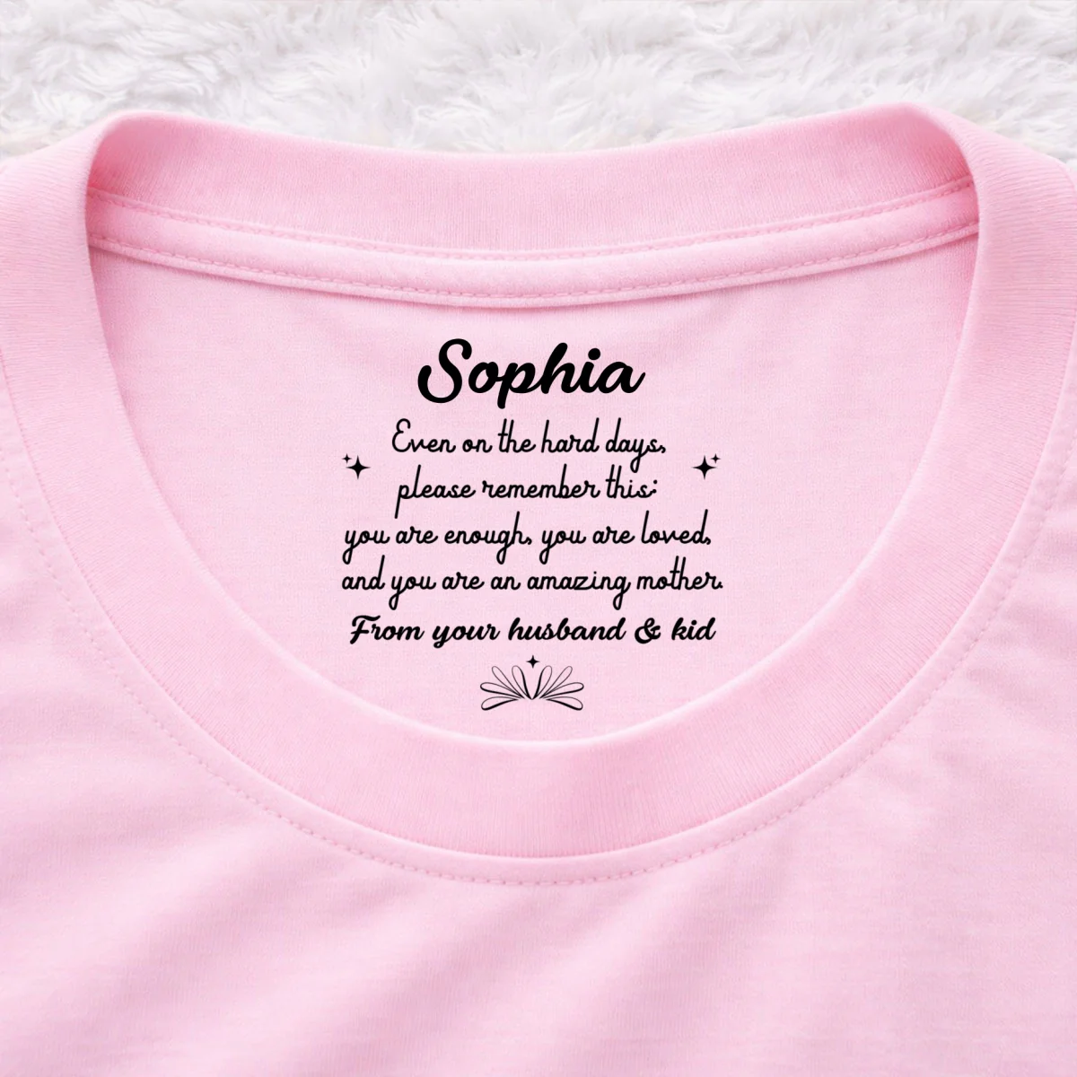From Your Husband And Kid - Personalized Custom Inside Neck Print T-Shirt - Image 8