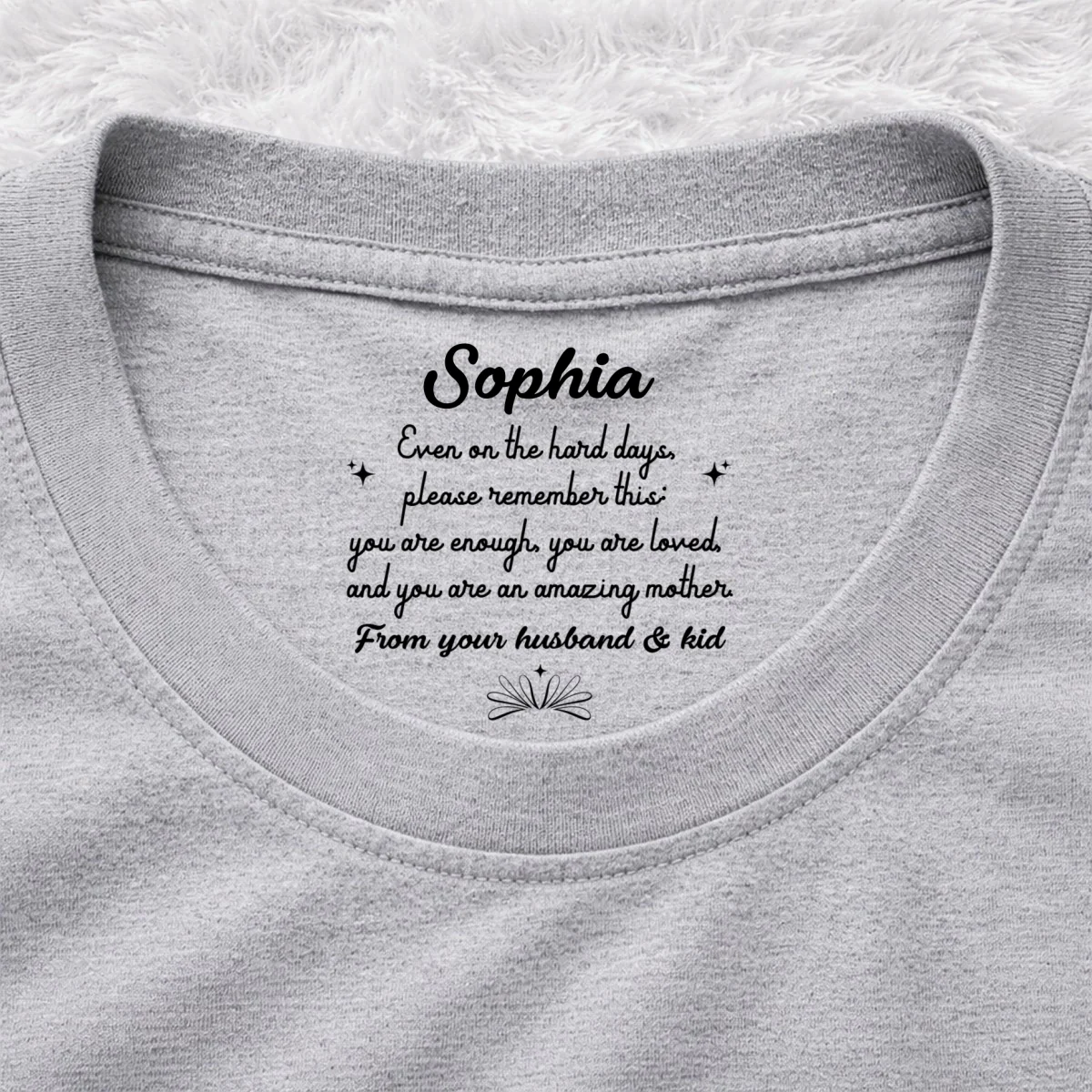 From Your Husband And Kid - Personalized Custom Inside Neck Print T-Shirt - Image 9