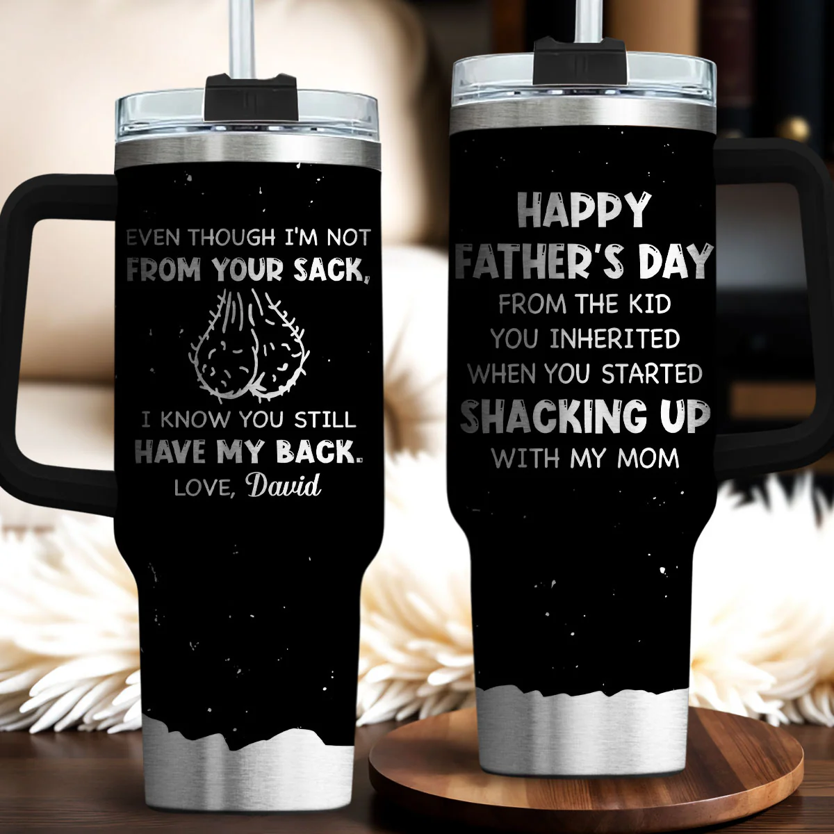 From Your Sack - Personalized Custom Engraved 40oz Tumbler With Handle - Image 3