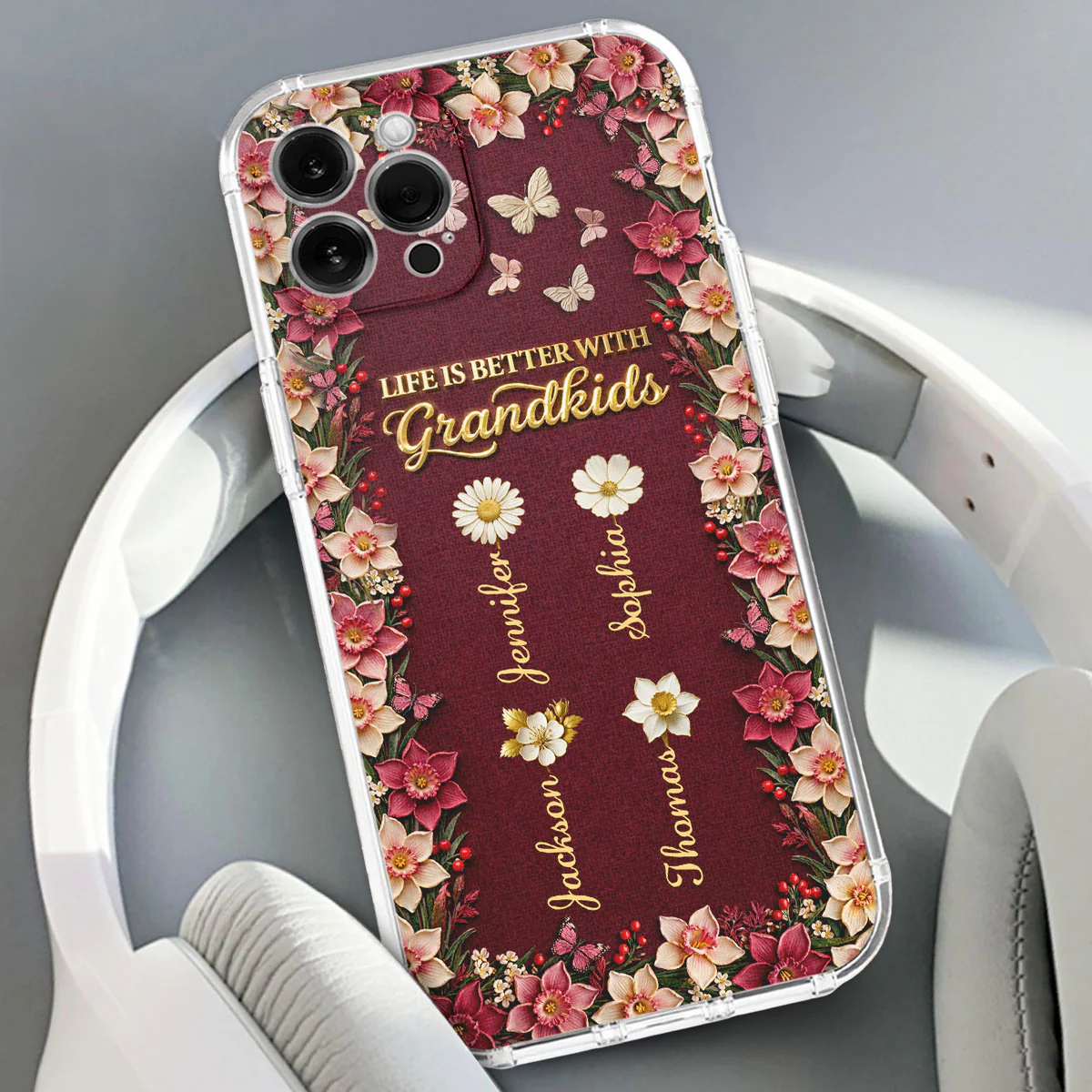 Frosted Crystal Grandkid - Personalized Custom 3D Effect Phone Case - Image 4