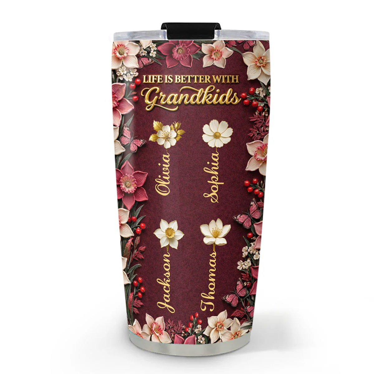 Frosted Crystal Grandkid - Personalized Custom 3D Effect Tumbler