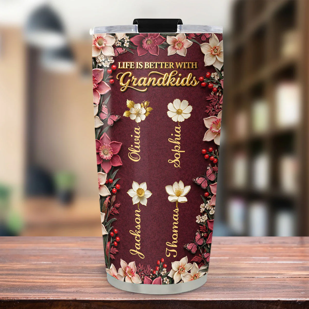 Frosted Crystal Grandkid - Personalized Custom 3D Effect Tumbler - Image 2