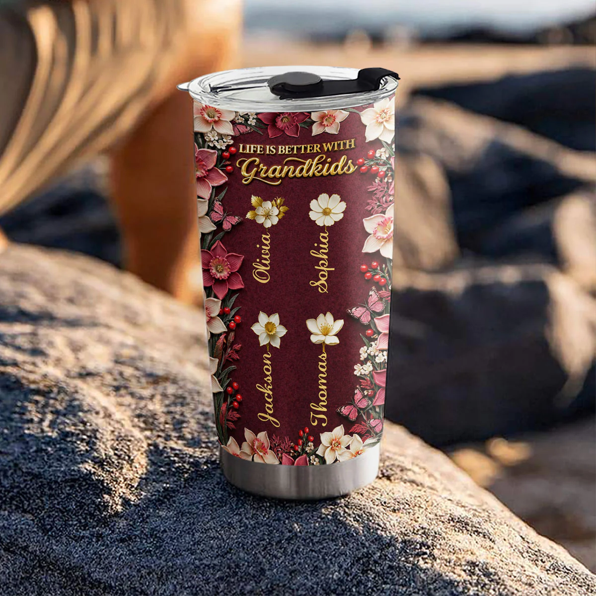 Frosted Crystal Grandkid - Personalized Custom 3D Effect Tumbler - Image 6