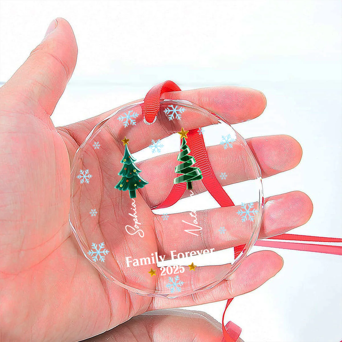 Frosty Friendship - Personalized Custom Glass Ornament - Image 2
