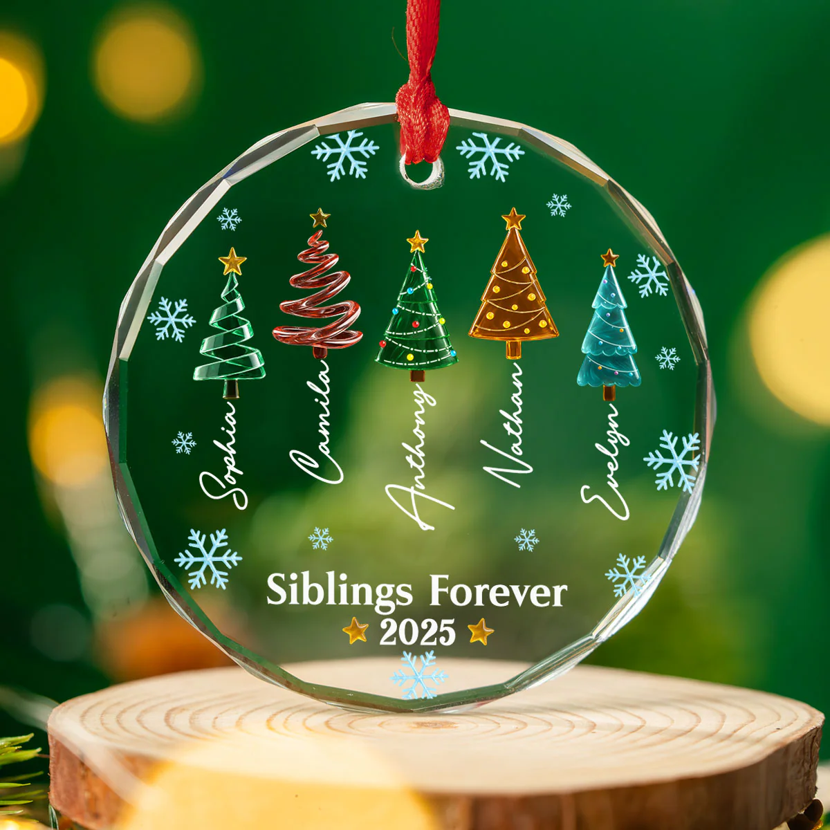 Frosty Friendship - Personalized Custom Glass Ornament - Image 4