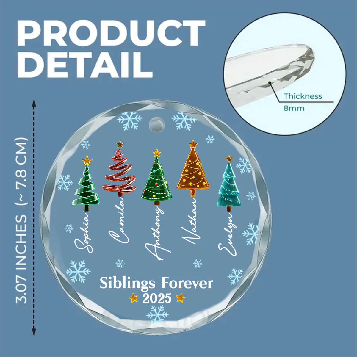 Frosty Friendship - Personalized Custom Glass Ornament - Image 6
