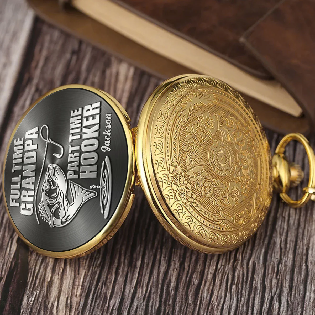 Full Time Dad - Personalized Custom Print Pocket Watch - Image 2